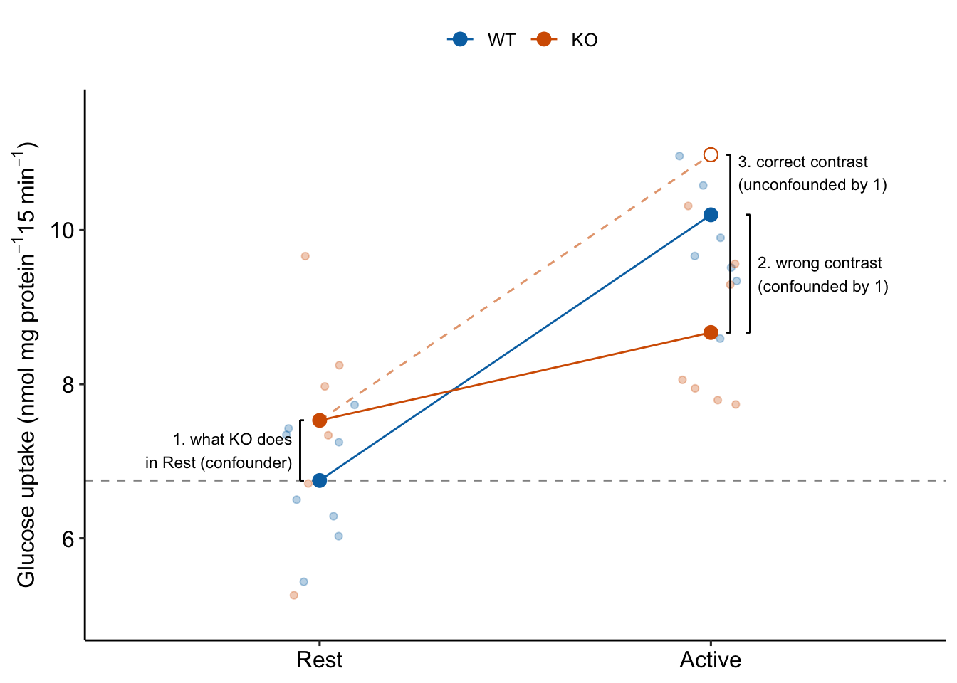 Why the interaction effect is the stimulation-induced TLR9-/- effect