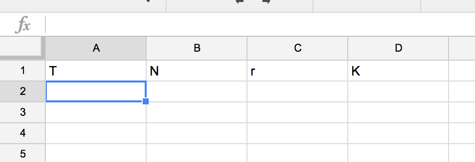 Step 1: Set up the header row of parameter labels