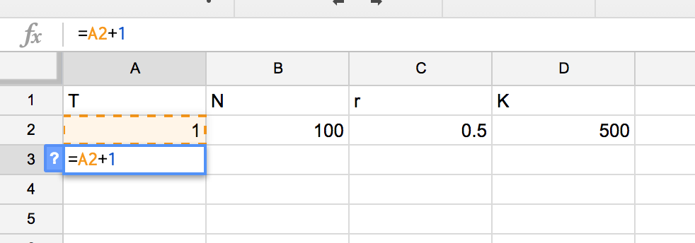 Step 3: Add a formula to generate a column of $T$ values